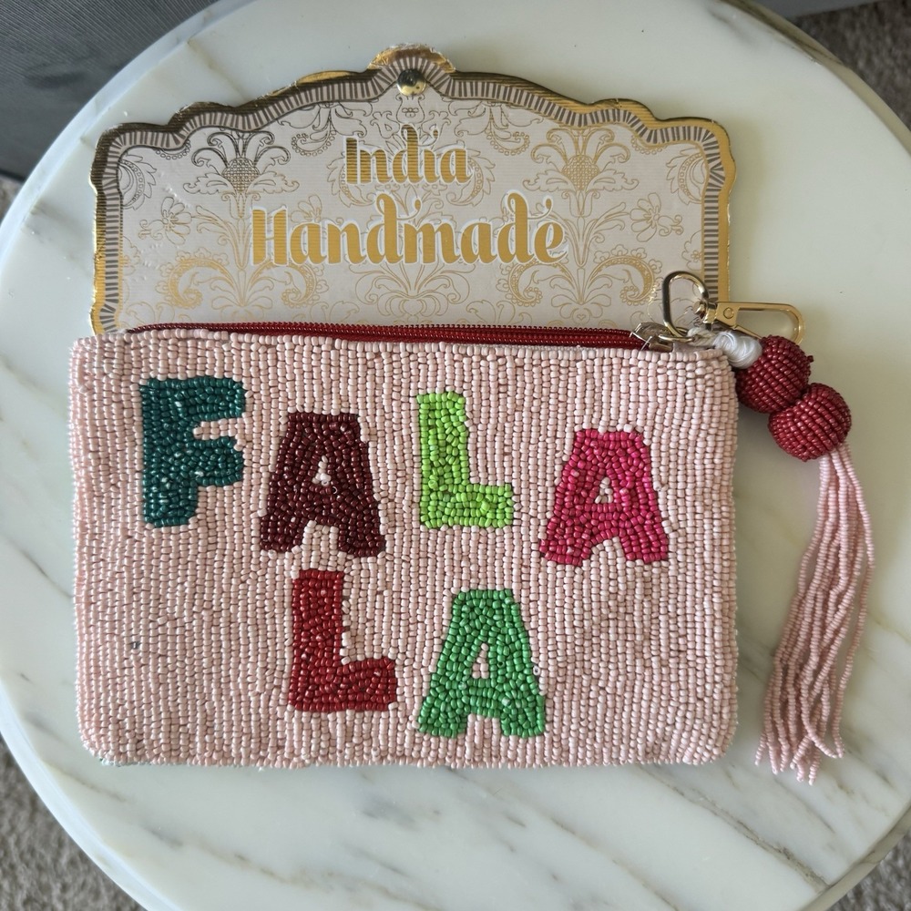 Viral Tik Tok Handmade in India Winter Fa Fa La Beaded Travel Pouch, New